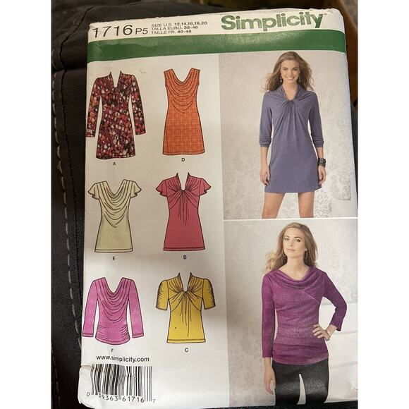 Simplicity 1716 Knit Blouse with front variations SZ 12-20 SEWING PATTERN Cut - Picture 1 of 3